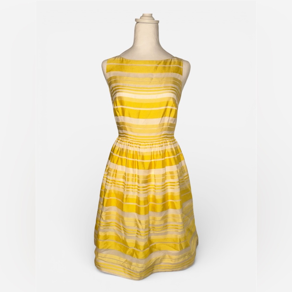 Lilly Pulitzer Yellow Stripe Silk Organza Midi Dress